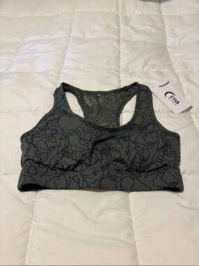 ZYIA Gray Patterned Racerback Sports Bra
